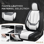 Coverado Seat Covers, Car Seat Covers Front Seats, Leather Seat Covers for Cars, Car Seat Protector Waterproof, Black Car Sea