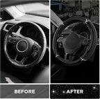 Road Comforts Leather Steering Wheel Cover - Made with PVC Leather - Anti-Slip, Universal Fit 14 1/2 inches to 15 inches - Bl