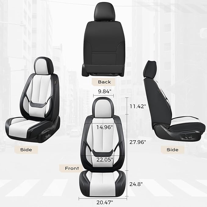 Coverado Seat Covers, Car Seat Covers Front Seats, Leather Seat Covers for Cars, Car Seat Protector Waterproof, Black Car Sea