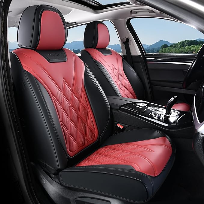 Coverado Car Seat Covers Full Set, Seat Covers for Cars, Front Seat Covers and Back Seat Cover Waterproof Leather Automotive 