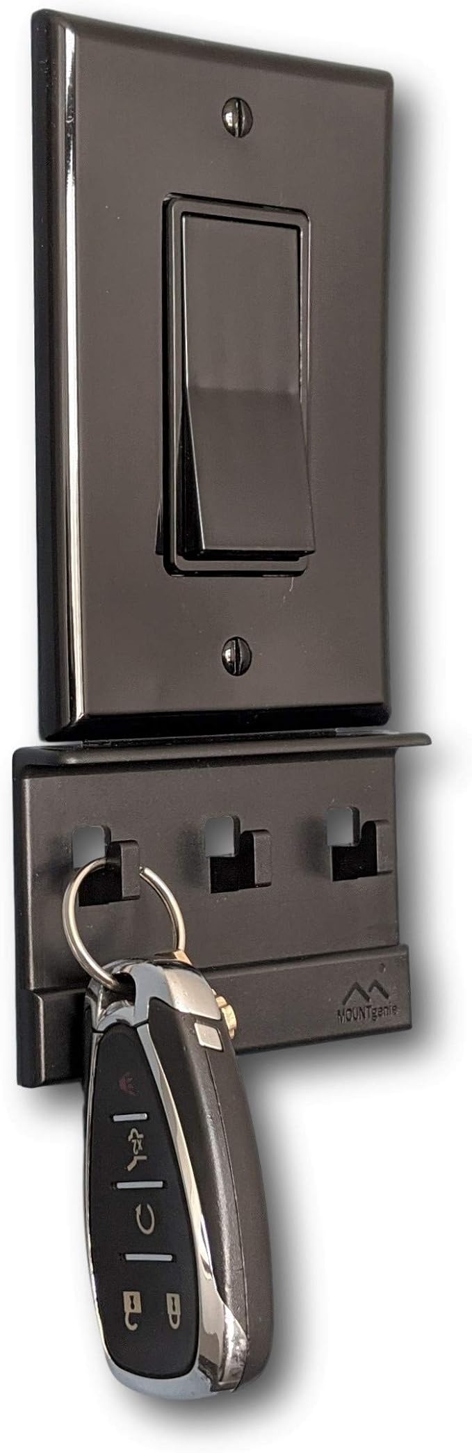 Mount Genie The No-Screwups Key Hook Organizer (Black, 1-Pack): Wall Mount with No Damaging Screws or Tape. Installs in Secon