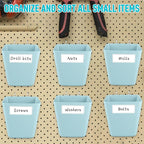 G.CORE Large Pegboard Cups Peg Board Storage Bin 6 Pack with Hooks, Square Box Shape Pegboard Cup Holder Accessories for Gara