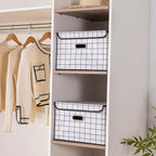 STOREONE Fabric Storage Cube Bins Foldable Organizer Container Collapsible Basket with Lids and Metal Handles, for Home, Bedr