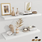 Fun Memories 12 Deep Floating Shelves, 40W x 12D Floating Shelves for Wall Set of 2, Extra Deeper Hanging Wood Shelves for Wa