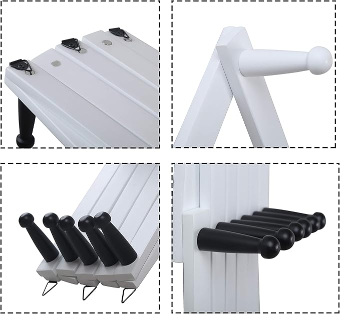 WEBI Accordion Wall Hanger,Expandable Wooden Coat Rack Wall Mounted,Accordion Hat Rack for Wall,Accordion Hook Rack for Hats,