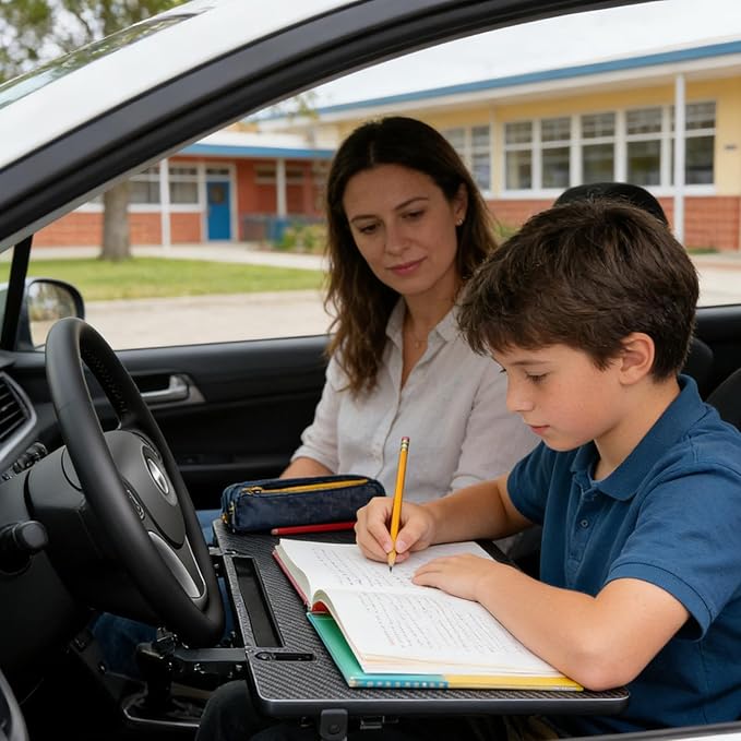 Car Steering Wheel Desk - Vehicle Interior Clamp-On Desk | Steering Wheel Tray for Food - for Snack Drinks Tablet Video Conference Meal Dining Eating Working Writing