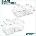 Sorbus Acrylic Storage Containers - 2 Pack, Stackable Storage Bins Set for Bathroom Organization - Clear Acrylic Drawer Organ