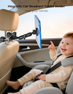 OHLPRO Magnetic Headrest Tablet Holder with 360° Adjustable Arm for Car Back Seat iPad Mount Fit for Magsafe Phones Tablet iPad Pro Air Mini Galaxy Tab and Devices, Road Trip Essentials for Kids