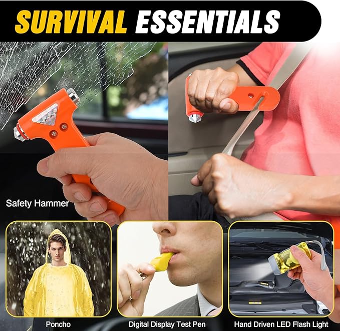Nilight Car Emergency Kit with Jumper Cable Air Compressor Tire Repair Essential Tools First Aid Alligator Connector Electric