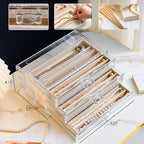YUFONG Necklace Holder Organizer, Dustproof Necklace Box Velvet Necklace Organizer Box with Lid Clear Acrylic Dustproof Stack