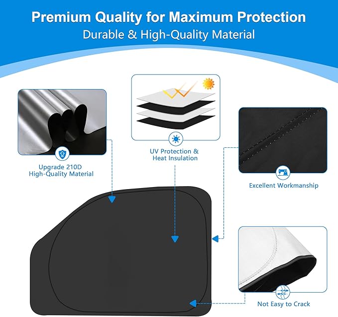 Front Side Window Sun Shade for 1996-2025 Chevy Express Cargo Van Accessories, Foldable Window Sunshade Sun Visor Protector, Side Window Shades Sun Shield Blocks UV Rays Heat, Pack of 2