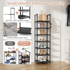 LANTEFUL Tall Shoe Rack 7 Tier Narrow Shoe Shelf Storage for 7-14 Pairs Shoe and Boot, Sturdy Shoe Storage Space Saving Corne