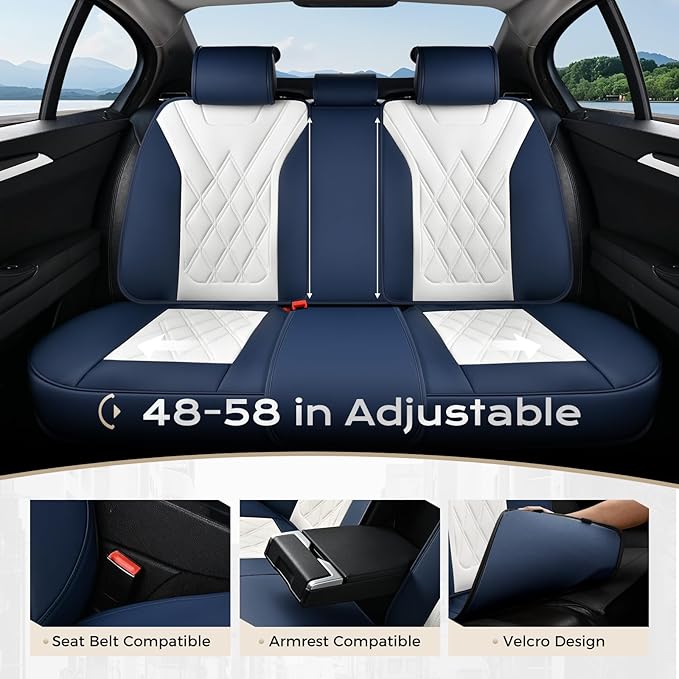 Coverado Car Seat Covers Full Set, Seat Covers for Cars, Waterproof Leather Automotive Seat Cover, Universal Car Interior Pro