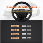 GIANT PANDA Steering Wheel Cover for Honda Civic(2006-2015),CR-Z, Insight, S2000 (Black-Small Size)