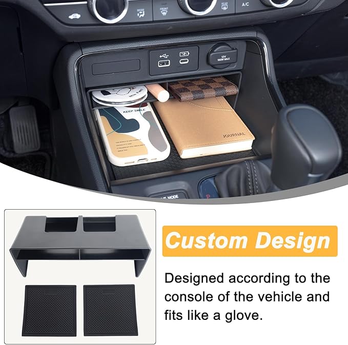 PIMCAR 3-Piece Center Console Organizer Set for 2023-2025 2026 Honda CR-V & CR-V Hybrid - Custom Fit Armrest Tray, Console Tray and Hidden Storage Box, Durable ABS Car Accessories