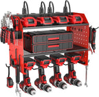 ZESEN Power Tool Organizer with Charging Station, Heavy Duty 3 Layer Drill Holder Wall Mount Garage Shelf Rack with 6 Outlet 