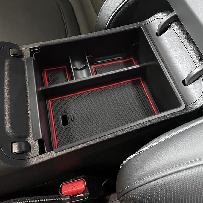 Center Console Organizer Compatible with 2022-2024 Hyundai Tucson & Santa Cruz 2022-2025 Interior Accessories Armrest Storage Box Insert Tray (Not for 2025 Limited/Hybrid/Plug-in Hybrid) Red