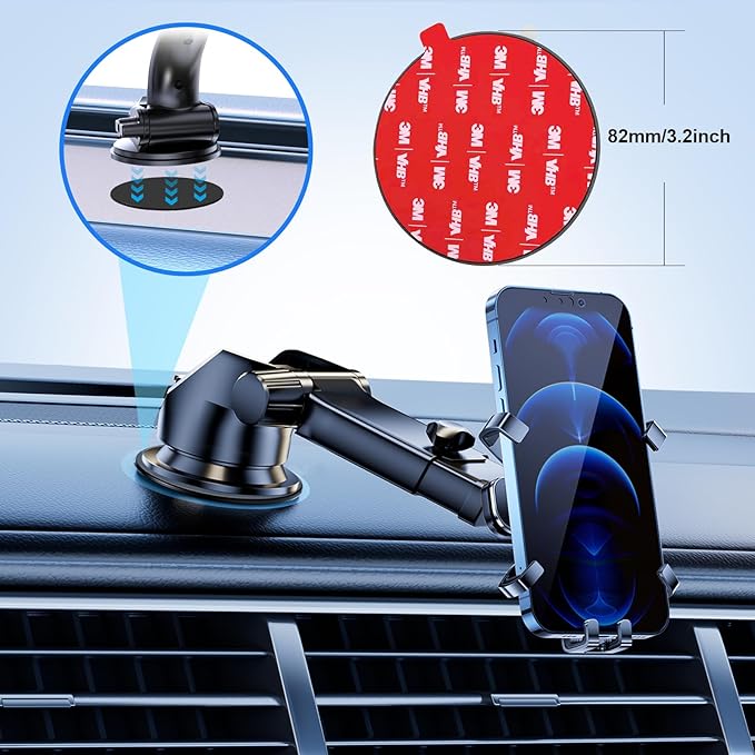 Dashboard Pad Mounting Disk for Suction Cup Phone Mount, 3.2" (82mm) 3M Car Sticky Base Plate for Phone Holder, Dash Mount, GPS Holder - Flexible & Heat-Resistant, for Flat & Curved Surface [3 PACK]