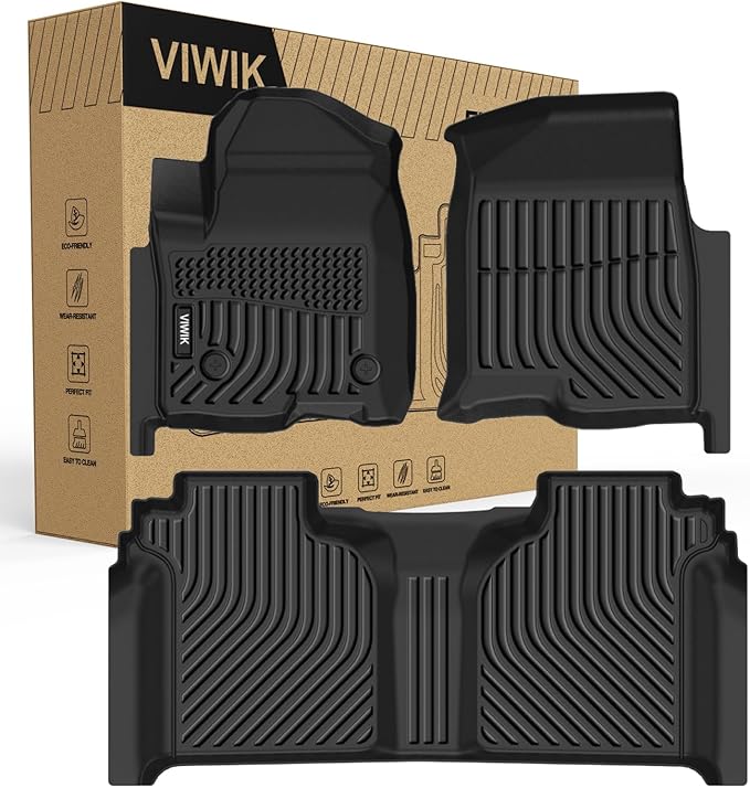 VIWIK TPE Floor Mats for Chevy Silverado/GMC Sierra 1500 2019-2026 Crew Cab, All Weather Car Mats Compatible for GMC Sierra 2500HD/3500HD 2020-2026, Chevy Silverado 1500 Accessories, 3pcs
