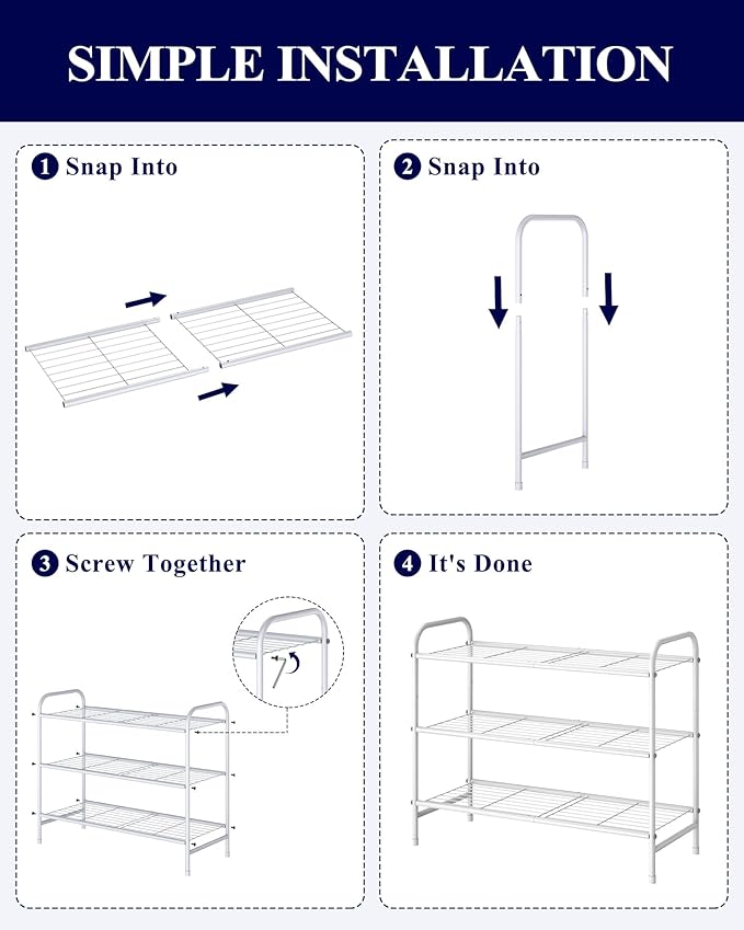 Kitsure Shoe Rack - Stainless Steel Shoe Organizer, Sturdy Shoe Rack for Closet and Front Door Entrance, Free Standing Shoe S
