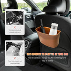 Car Trash Can, Mini Auto Garbage Bin Multipurpose Storage Container with Slot Clip, Waterproof Leather Small Dustbin Interior Accessories for Vehicle Door Front Back Seat (Beige)