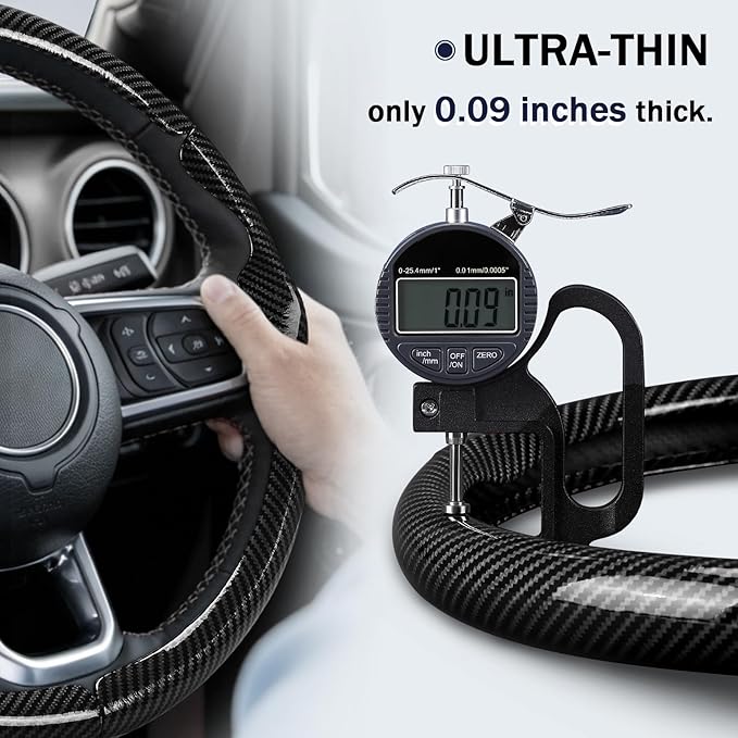 3-Piece Carbon Fiber Steering Wheel Cover, Custom Fit for Jeep Wrangler 2018-2026 Gladiator 2020-2026,Quick Install Ultra-Thin & Non-Slip,Interior Car Accessories for Men Women(Gloss Black)