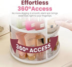 Masirs 360 Rotating Makeup Organizer for Vanity, Adjustable Shelf Height, Large Capacity Cosmetic and Skincare Storage, Lazy 
