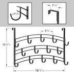 LYNK Professional® Home™ Over Door Hooks Rack - 14 Hook Over Door Hanger - Over Door Towel Rack - Hanging Towels or Clothes -