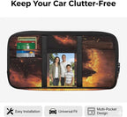 Wolf Car Sun Visor Organizer, Auto Interior Accessories Pocket Organizer Glasses Clip， Truck SUV Storage Pouch Holder with Double Zipper Pockets