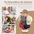 Keebofly Rotating Free Standing Hat Rack & Organizer Stand, 3-Tier Merchandise Display & Tabletop Baseball Cap Organizer Hold