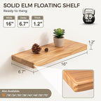 Fun Memories Floating Shelves for Wall, Rustic Wood Floating Shelf for Home Decor, Solid Elm Wood Wall Shelf Heavy-Duty Brack