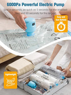 Vacuum Storage Bags with Electric Pump, New Air Valve Combo 22 Pack Compression Bag, Space Saving Vacuum Sealer Bag for Cloth