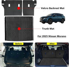 Trunk Mat & Backrest Mat for 2025 Murano TPE All Weather Protection Cargo Liner with Velcro Rear Seats Backrest
