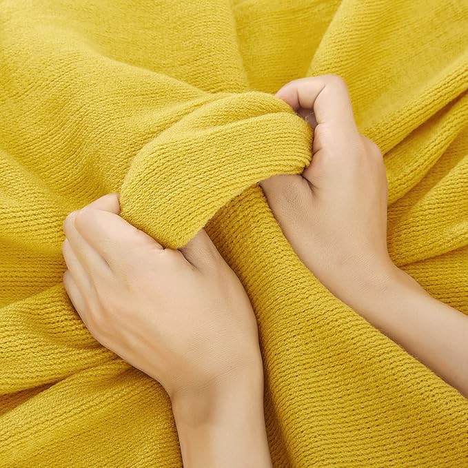 Homiest Decorative Knitted Throw Blanket with Fringe Soft & Cozy Tassel Blanket for Couch Sofa Bed (Mustard Yellow, 50x60)