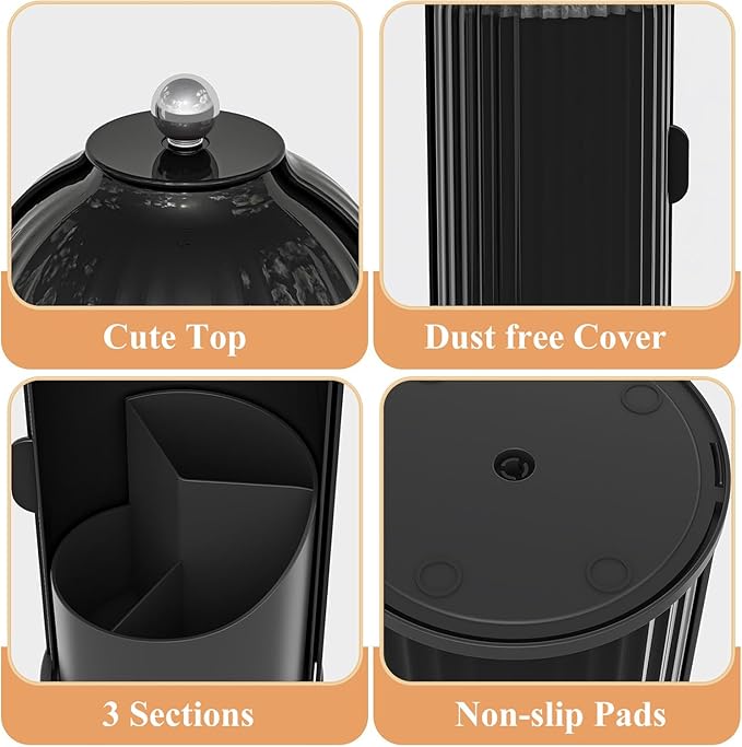 Dustproof Toothbrush Holders with Cover, Rotating Electric Toothbrush and Toothpaste Holder for Bathroom Countertop, 3 Slots 