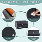 XCF Car Trunk Organizer, Leather Trunk Organizer for SUV with Lid and Sturdy Handle Car Storage Organizer (Black, 20.47 x 11.42