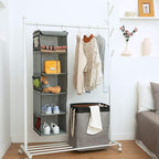 BrilliantJo 5 Shelves Hanging Closet Organizer, 2 Pack Hanging Storage with 6 Side Pockets for Clothes Bags, 43"x12"x12"(Gray