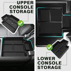 BestEvMod 2PCS Center Console Organizer Trays Fit for Chevrolet Silverado EV 2026 2025 2024 Pickup Armrest Storage Box ABS Material with PVC Trim Not Fit ICE or RST Models (Top + Bottom)