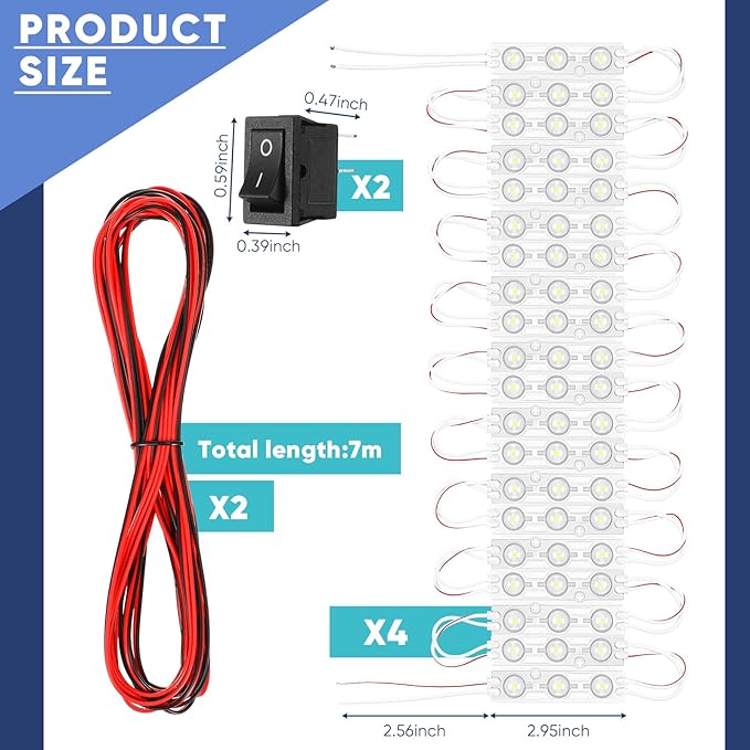 12V 240 LEDs Van Interior Light Kits, LED Module Lights Ceiling Lamp with Harness Switch for Car Van Truck Auto Vehicle Caravan Trailers Boat Bus RV Room Cargo White Lighting (80 Modules, White)