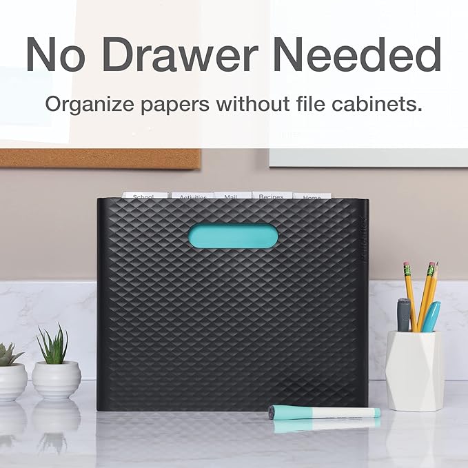 Pendaflex Mobile File Box with Handles, Easy Set Up, Collapse Down and Store Away, 13"W x 10"H x 6.5"D, Holds Letter Size Fil