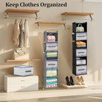 6-Tier Hanging Closet Organizer with 3 Drawers and Side Pockets – Multi-Functional Storage for Shoes, Belts, Purses, and Clot