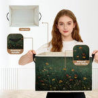 Dark Green Wildflower Storage Box Bins, Dark Cottagecore Floral Botanical Collapsible Storage Basket Organizer for Bedroom La