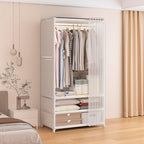 Portable Closet,Portable Closets for Hanging Clothes,Japanese Style Wardrobe with 1 Hanging Rods,2 Storage Shelves,27.5" L x 