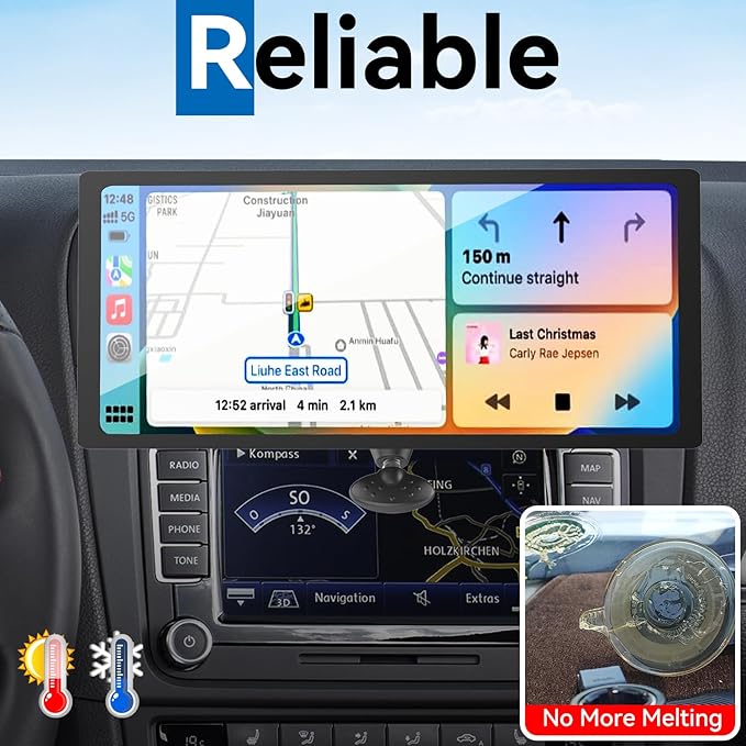 CD Slot Car Mount for Portable CarPlay Screens, Adjustable Angles, Low Profile and Sleek, Integrated Mounting Solution for in-Car Android Display Monitors (No Bracket Mount)