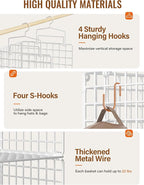 6 Tier Closet Hanging Organizer, Metal Closet Organizers and Storage with 4 Hanging Hooks 4 S-Hooks for Wardrobe Laundry Room