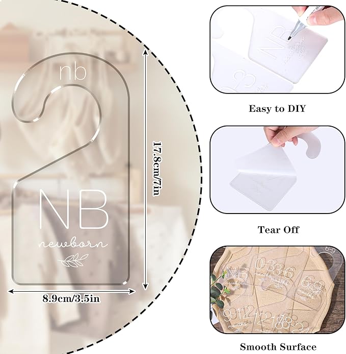 Whaline 7Pcs Baby Closet Size Dividers Clear Acrylic Infant Clothes Hanger Separators Newborn to 24 Month Thicken Wardrobe Ha