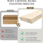 BGMG Wood Floating Shelves for Wall 54 inch Set of 2,White Floating Shelves,Solid Wood Wall Mount Shelves for Bathroom Living