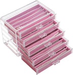 YUFONG Necklace Holder Organizer, Dustproof Necklace Box Velvet Necklace Organizer Box with Lid Clear Acrylic Dustproof Stack