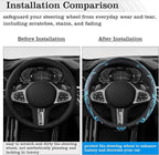 Car Leather Steering Wheel Cover - Panapi Material, Universal 14.5-15 Inch Leather Anti-Slip Breathable Auto Steering Wheel C