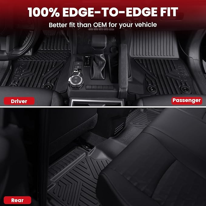 LASFIT Floor Mats for Toyota Tacoma 2024-2026 Double Cab Gas (Only Fit Manual Tran) All Weather TPE Floor Liners for Custom Fit Tacoma Front&Rear 2 Row Mats (Not Fit Xtra Cab or Hybrid or Auto Trans)